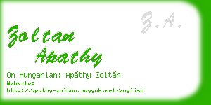 zoltan apathy business card