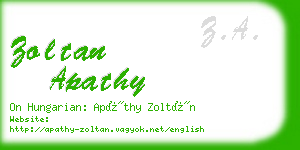 zoltan apathy business card